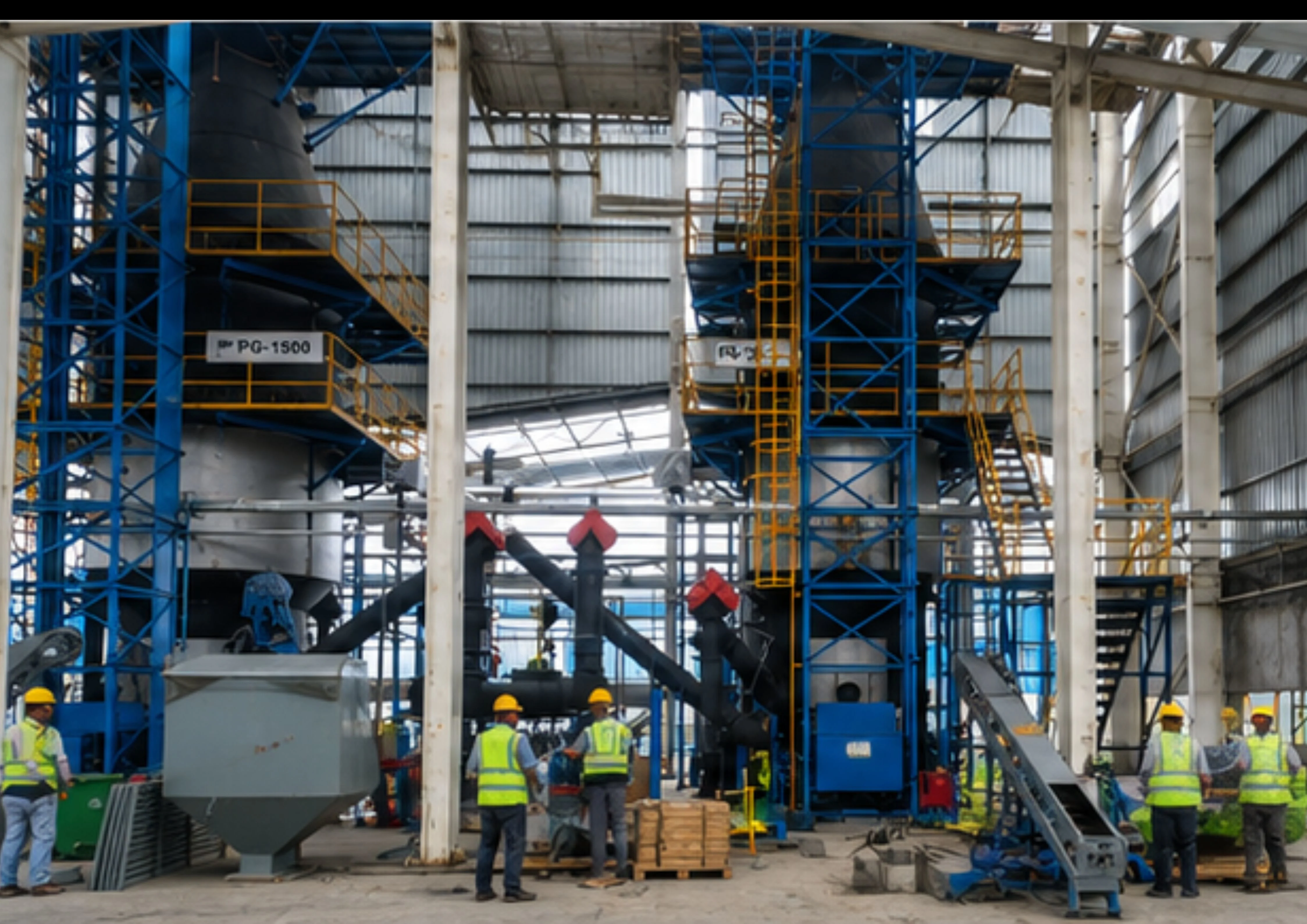 Industrial biomass gasifier installation